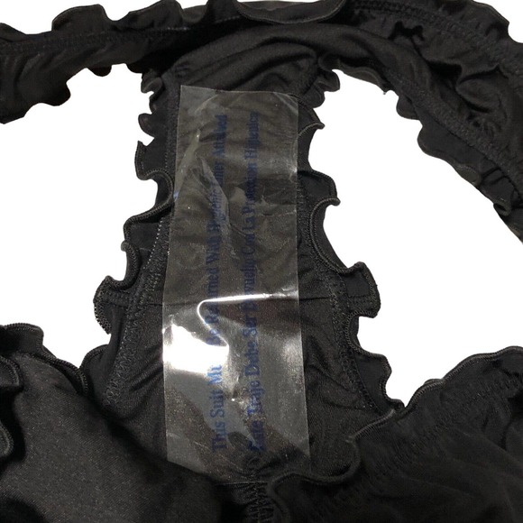 NEW Shade and Shore Ruffle Cheeky Bikini Bottom Size Large 12 - 14 Black - Picture 6 of 9